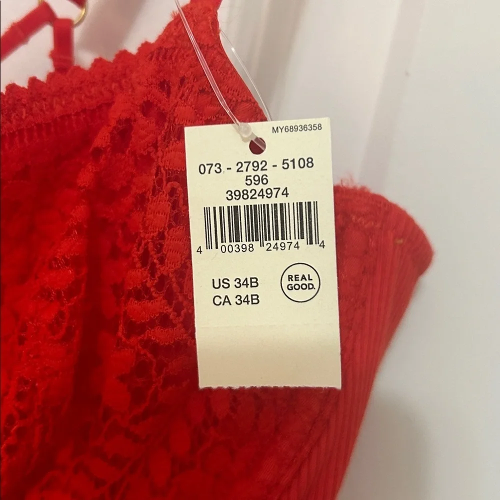 Aerie show off cozy rib unlined corset bra size 34B red adjustable straps Y2K